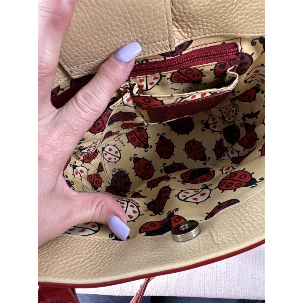 Brighton Candice Woven Straw Ladybug Tote Red Patent Leather Trim/ Ladybug Charm - Picture 8 of 9
